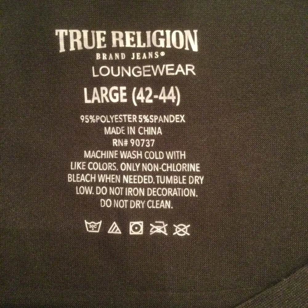 True Religion Black Loungewear T-Shirt Size Large